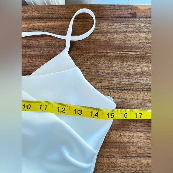 ASOS White scuba material midi asymmetrical wedding bridal dress size 6 - Picture 14 of 16